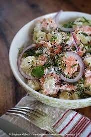 With A Glass Of Champagne Please Potatoe Salad Recipe Warm Potato Salads Salmon Dishes