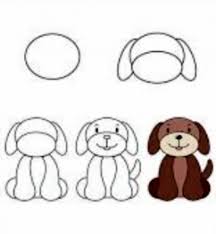 رسومات كلاب ملونة سهلة للرسم للأطفال والمبتدئين بالصور والخطوات