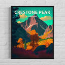 Creston Peak Colorado Retro Art Print, Creston Peak Wall Art ...