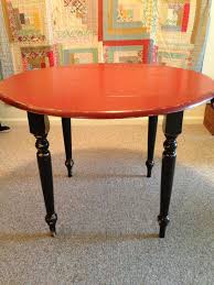 Red Table Top Black Legs Distressed Paint Shabby Rustic Home Decor Home Table