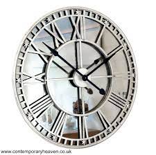 Approximate dimensions 50cmx50cmx4.7cm weight 10kg. Antiqued Silver Mirror Iron Roman Skeleton Wall Clock