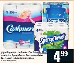 Papier Hygienique Cashmere 12 Rouleaux Doubles Essuie Tout Spongetowels Ou Mouchoirs Scotties Du 21 Au 27 Novembre 2019 Scottie Personal Care Sponge