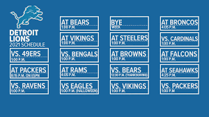 The nfl revealed the full 2021 regular season schedule with considerable fanfare on wednesday night. Detroit Lions Release 2021 Season Schedule Wzzm13 Com