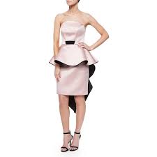 Milly Adeline Strapless Peplum Cocktail Dress 477 545 Clp Liked On Polyvore Featuring Dresses Blush Strapless Cocktail Dress Pink Dress Cocktail Dresses