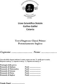 Liceo Scientifico Statale Galileo Galilei Catania Test D Ingresso Classi Prime Potenziamento Inglese Cognome Nome Pdf Free Download