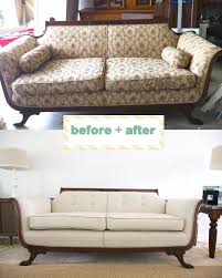 Reupholstering a sofa is usually easier than you think. Ducan Before And After Vintage Sofa Sofa Makeover Rustic Furniture Diy