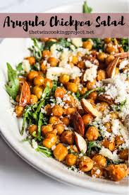Arugula Chickpea Salad The Twin Cooking Project By Sheenam Muskaan Recipe Chickpea Salad Salad Recipes Low Carb Salad