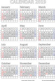 2019 Calendar Us Print Calendar Calendar Printables 2018 Printable Calendar