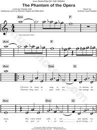 The Phantom Of The Opera From The Phantom Of The Opera Sheet Music For Beginners In A Minor Download Print Clarinet Sheet Music Easy Sheet Music Violin Sheet Music