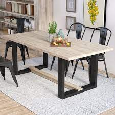 A Contemporary Take On A Classic Silhouette This Two Toned Trestle Dining Table Is A Must Have Addition To Dining Table Wood Dining Table Modern Dining Table
