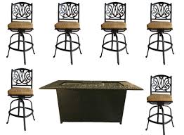 Cast aluminum outdoor bar stools. Bar Height Patio Set Cast Aluminum Outdoor 7pc Fire Pit Double Burner Table 4 Elisabeth Armless Bar Stools Buy Online In Antigua And Barbuda At Antigua Desertcart Com Productid 34682514