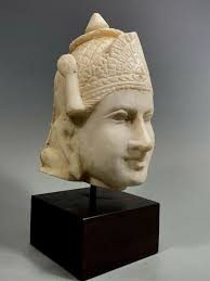 Fine RARE India Indian White Marble Head of Brahma Ca. 19th C. Possibly  Earlier