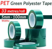 Green Polyester Tape 33m, PET High Temp Masking Tape, Powder Coating,  Adhesive