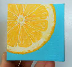 You can find easy painting ideas, acrylic painting ideas and more in my website. Lemon Slice Painting Slice Of Fruit Art Mini Pai Food Carving Ideas Cute Canvas Paintings Small Canvas Art Mini Paintings