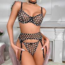 bawilom Womens Polka Dot Lingerie Cute Sheer Bra and Panty Set Sexy Naughty  Slutty Kinky Nightwear Sleepwear Pajama Suit Black | Amazon.com