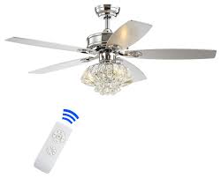 Most modern ceiling fans are fitted with different bright light options such as chandeliers, lanterns, and led lights to supplement the primary lighting of a room. Kate 48 3 Light Crystal Drum Led Ceiling Fan With Remote Chrome Contemporary Ceiling Fans By Jonathan Y Houzz