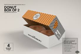 Download Box Of Two Donut Pastry Box Mockup Packaging Mockup Box Packaging Food Box Packaging PSD Mockup Templates