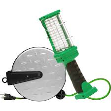 Woods 72 Led 30 Ft 16 3 Integrated Led Portable Guarded Trouble Work Light With Metal Heavy Duty Retractable Cord Reel E319 The Home Depot