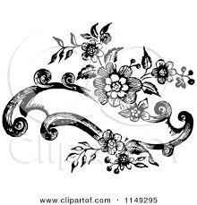 Banner Design Clipart Black And White Clipart Of A Retro Vintage Black And White Floral Banner Design Royalty Free Vector Illustrat Clip Art Vintage Vintage Flower Tattoo Free Vector Illustration