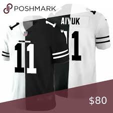 49ers Brandon Aiyuk White Black Jersey Brand New With Tag True To Size Fully Stitched Note All Items Will Need 4 6 Day In 2020 White And Black Jersey Tee Shirts