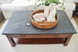 We have the sofa and one end table taken apart, sanded, primed with kilz, and one coat of black(ish) paint on the tops. How To Use Chalkboard Paint To Make A Table Stand Out
