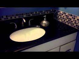 How to install the plinths. Diy Update Bathroom Vanity Granite Counter Top Easy Affordable Youtube