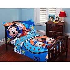 Disney Mickey Mouse 4 Piece Toddler Bed Set Walmart Com Mickey Mouse Toddler Bed Toddler Bed Set Mickey Mouse Bedding