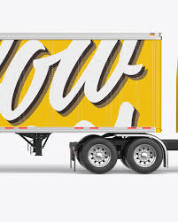 Download Truck Mockup Side View In Vehicle Mockups On Yellow Images Object Mockups PSD Mockup Templates