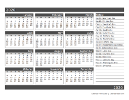 Adjust row size to jot down additional details for busy days. 12 Month One Page Calendar Template For 2020 Free Printable Templates