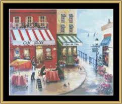 #you will need to have adobe reader installed. French Cafe By The Sea Cross Stitch Pattern