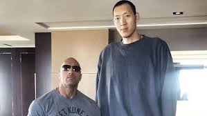 Yao ming is just two kevin harts in a trench coat. Dwayne Johnson Shaquille Oneal Yao Ming