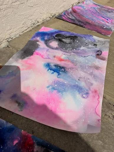 Art explosion water color galaxies with chalk pastel planets !!!!! 🌌🪐🎨🖌️✨ #artventure
