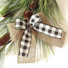 Black And White Plaid Decor Christmas Tree Black And White Plaid Bows Xmas Plaid Etsy In 2020 Christmas Tree Bows Shabby Chic Christmas Decorations Handmade Christmas Ornaments