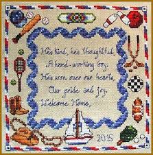 Cross stitch patterns welcome home. Cross Point Designs Boy S Adoption Record Cross Stitch