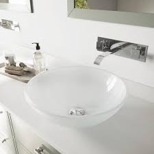 vigo vessel sink white frost glass