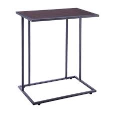 Amazon Com Fivegiven C Shaped Sofa Side Table Tall Couch Table Slide Under For Living Room Brown Walnut 26 Inch Sofa Side Table Rustic End Tables Side Table