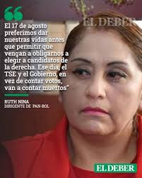 Es el verdadero rostro del evismo (amenazas de muertes)”: Gobierno  identifica concurso de delitos de Ruth Nina  https://eldeber.com.bo/pais/es-el-verdadero-rostro-del-evismo-amenazas-de-muertes-gobierno-identifica-concurso-de-delitos-de-ruth-nina_522487/