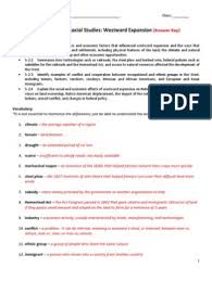 Westward Expansion Study Guide With Answers Civil War Study Guide Civilization