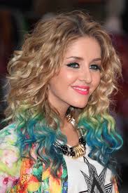 You can even make a statement with chunky highlights using color! Esmee Denters Curly Honey Blonde Dip Dyed Two Tone Hairstyle Steal Her Style