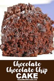 Chocolate Chocolate Chip Cake Topped With Chocolate Ganache Recipe Chocolate Chip Cake Chocolate Chip Cake Recipe Desserts