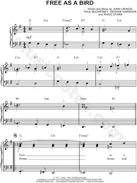 The Beatles Free As A Bird Sheet Music Easy Piano In G Major Transposable Download Print Sku Mn0071034