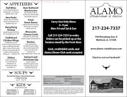 Check spelling or type a new query. Online Menu Of Alamo Steakhouse Saloon Restaurant Mattoon Illinois 61938 Zmenu