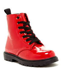 Coco Jumbo Red Patent Combat Boot Girls