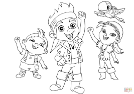 Izzy is a short boy with light skin and spiky hair. Jake Izzy Cubby And Skully Are Cheering Together Coloring Page Free Prin Pirate Coloring Pages Halloween Coloring Pages Halloween Coloring Pages Printable