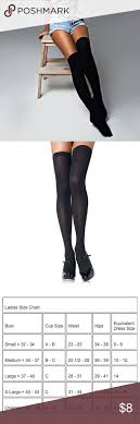 Nwt Thigh High Stockings Opaque Black Simi Sheer Black Thigh