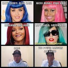 Go Go Power Rangers Red Hair Woman Red Hair Blue Hair