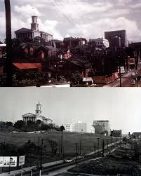A before and after of Urban Renewal in the 1950s and 60s: Capitol Hill  area, Nashville, TN April 24, 1949 & 1954. The Housing Act of 1949 paved  the way for slum