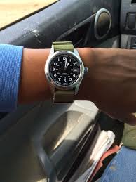 My Hamilton Khaki Field 38mm On Olive Green Nato Vintage Military Watches Vintage Watches Hamilton Khaki Field