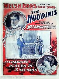 Harry Houdini Magic Metamorphosis Escape Poster Welsh Bros Circus 1895 13 X18 Ebay This poster shows magician harry houdini performing card tricks. usd
