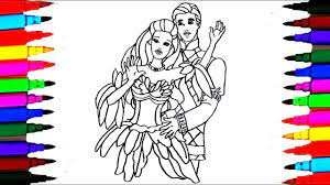 How To Draw Barbie Princess And Prince Ken Coloring Pages For Kids L Drawing  Art L Colored Pens - Youtube